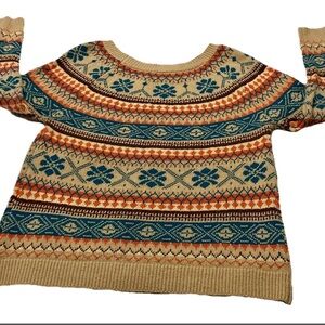 Misslook Vintage RARE Striped Fair isle  pullover knit sweater Women  size XL